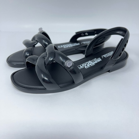Melissa + Jeremy Scott Womens Tube Slingback Sandals Black Rubber Flat 5-9 New - Picture 4 of 16